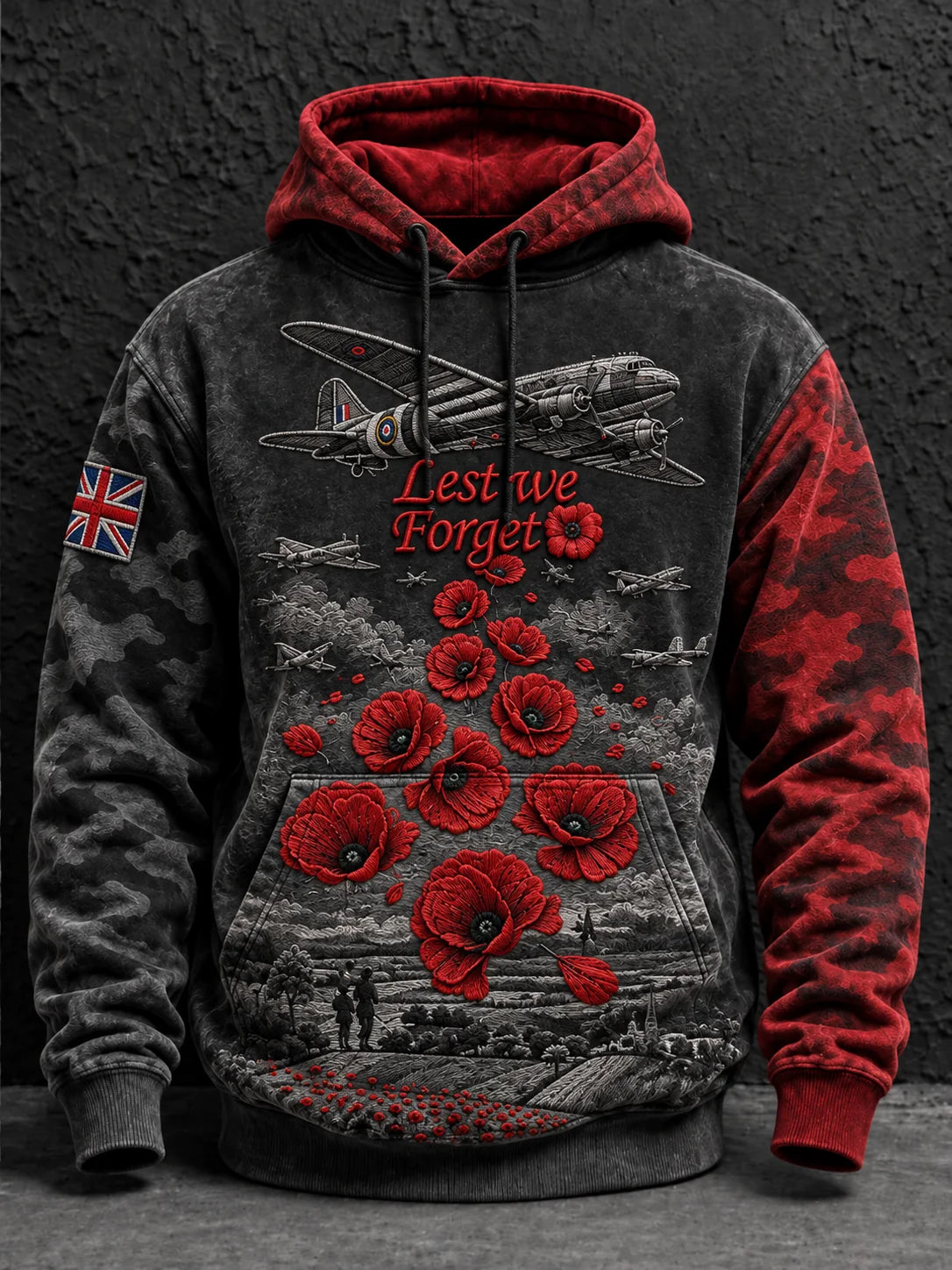 Men's Remembrance Day Lest We Forget Oversized Hoodie