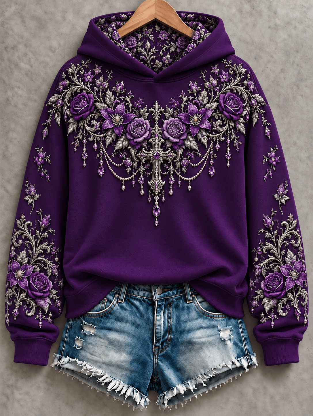 Women's Casual "Faith" Cross-Print Sweatshirt