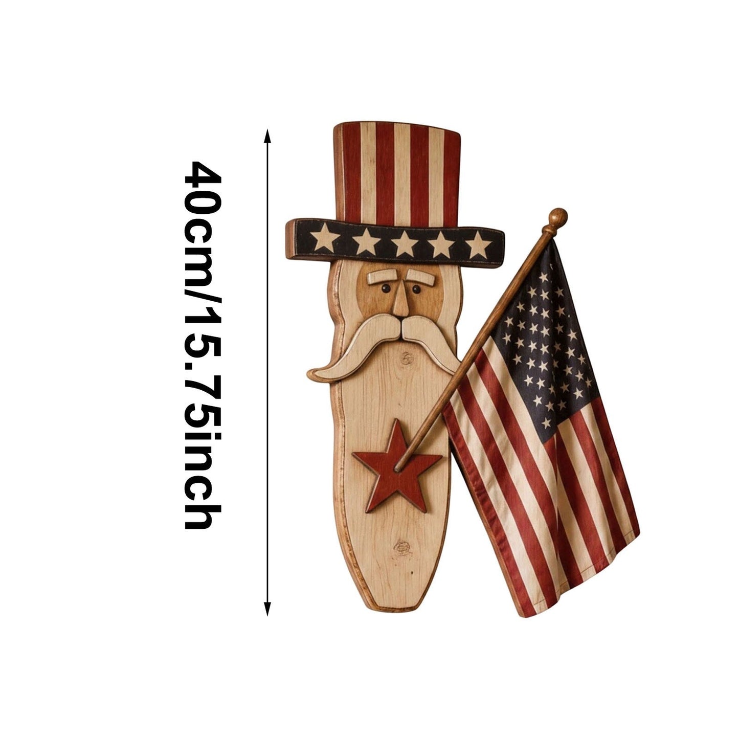 Vintage Uncle Sam Patriotic Wall Hanging with Flag