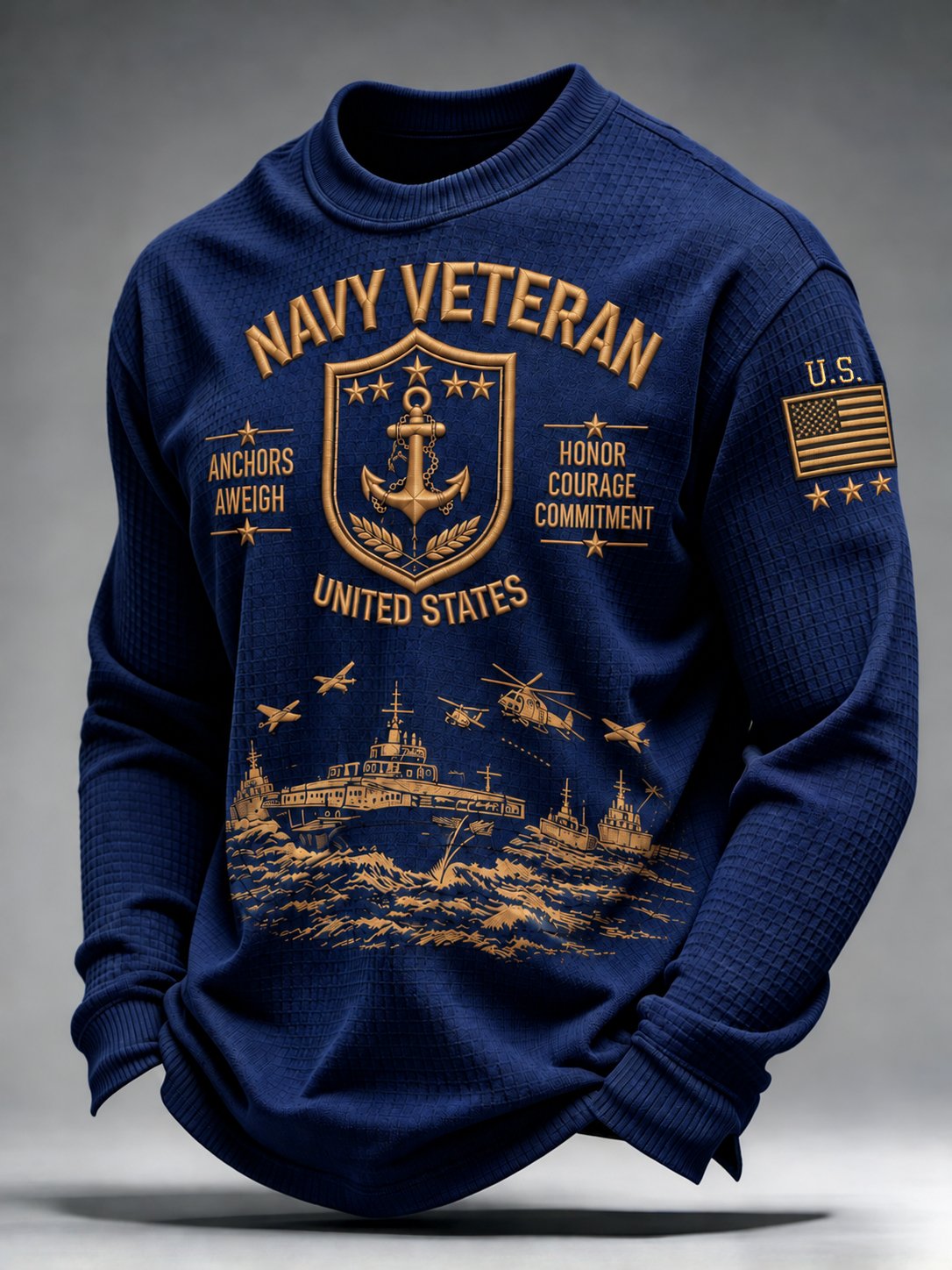 Men's U.S. Veterans Printed Waffle-Knit Top