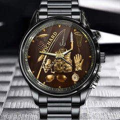 Personalized Fishing Enthusiast Watch - Outdoor Gear Dial with Custom Name Addition