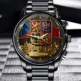 Personalized Czech Republic Heraldic Watch - Custom Engraved Name & National Coat Of Arms Themed Timepiece copy copy
