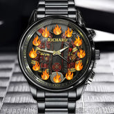 Personalized Firefighter Gear Watch - Heroic Firefighting Equipment Dial with Custom Name Option
