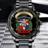 Personalized Dominican Republic National Emblem Watch - "DIOS. PATRIA. LIBERTAD" & Laurel Wreath Detailed Design with Custom Name