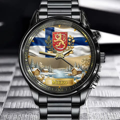 Personalized Finland Coat Of Arms Watch - Custom Engraving For National Pride