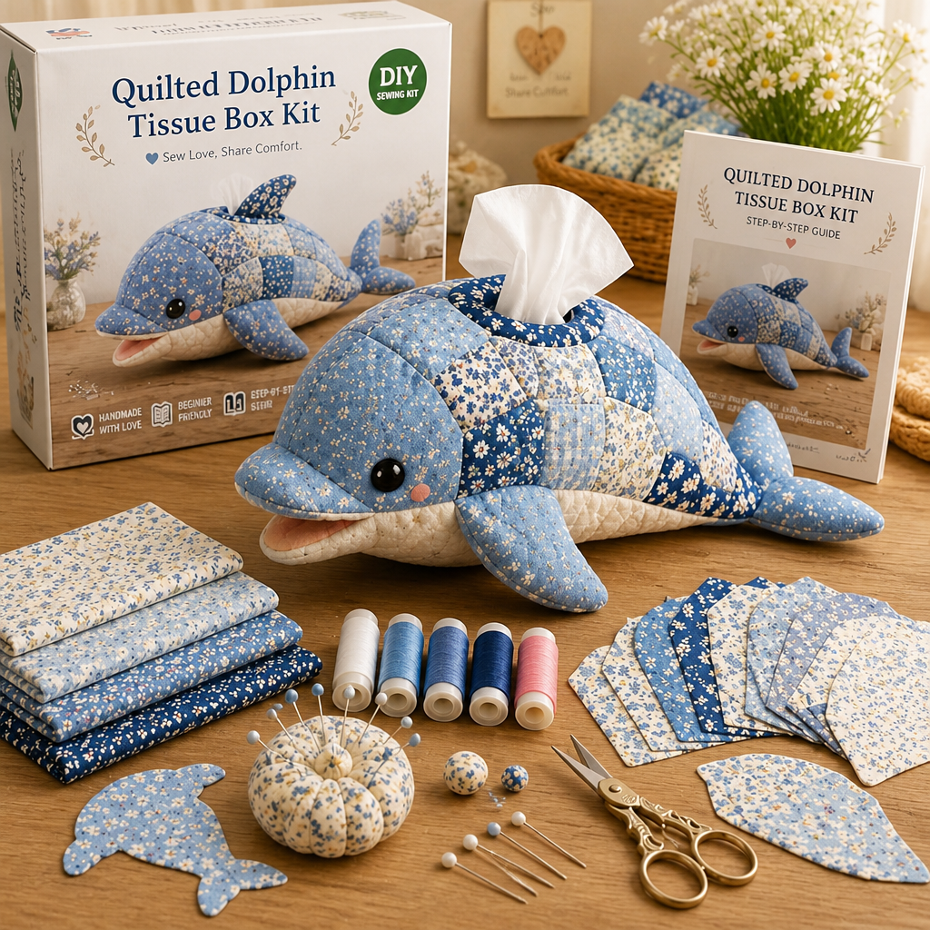 DIY Quilted Sea Animal Tissue Box Kit – Handmade Ocean Patchwork Craft