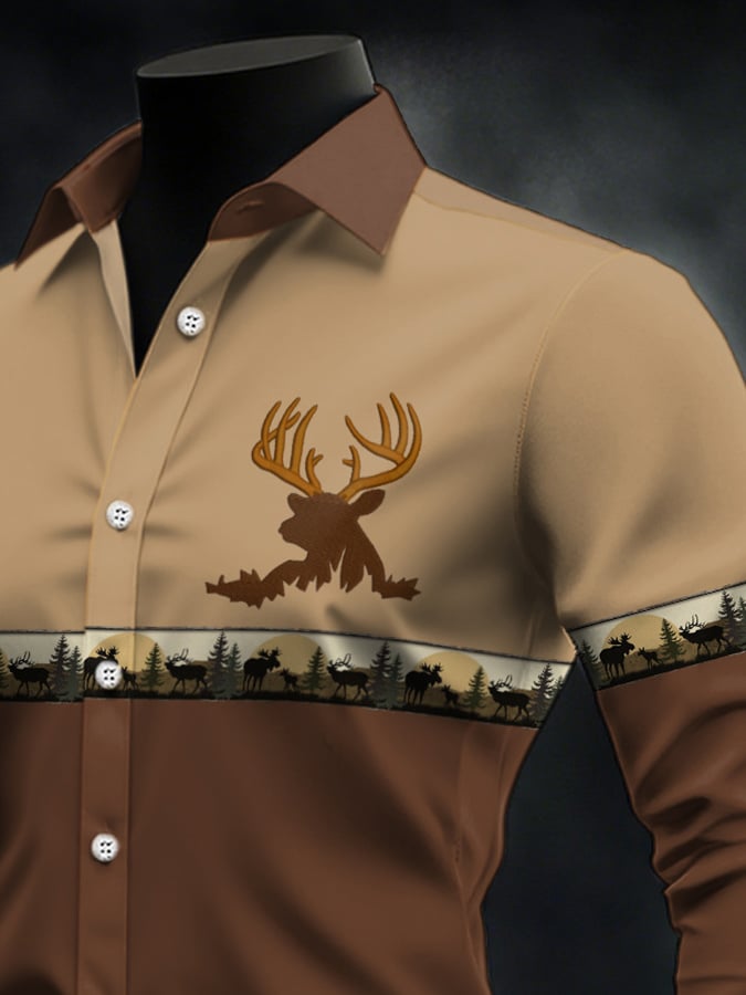 Men's Casual Western Style Contrast Color Shirt