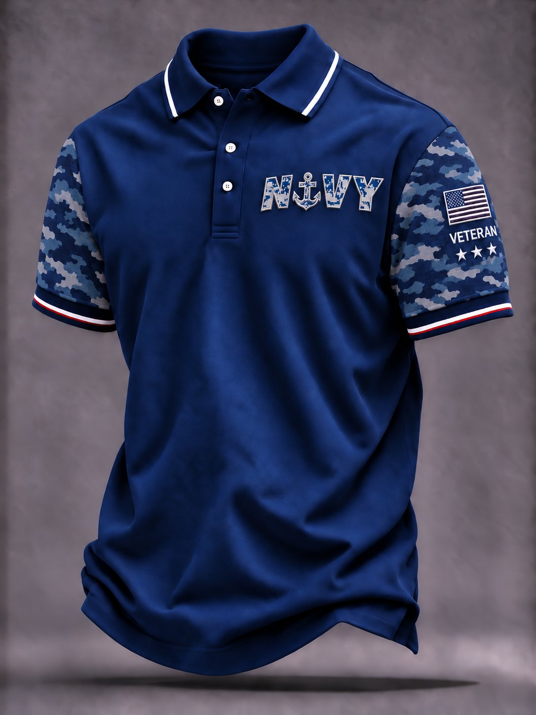 Men's Casual Veteran Pride Print Polo Shirt
