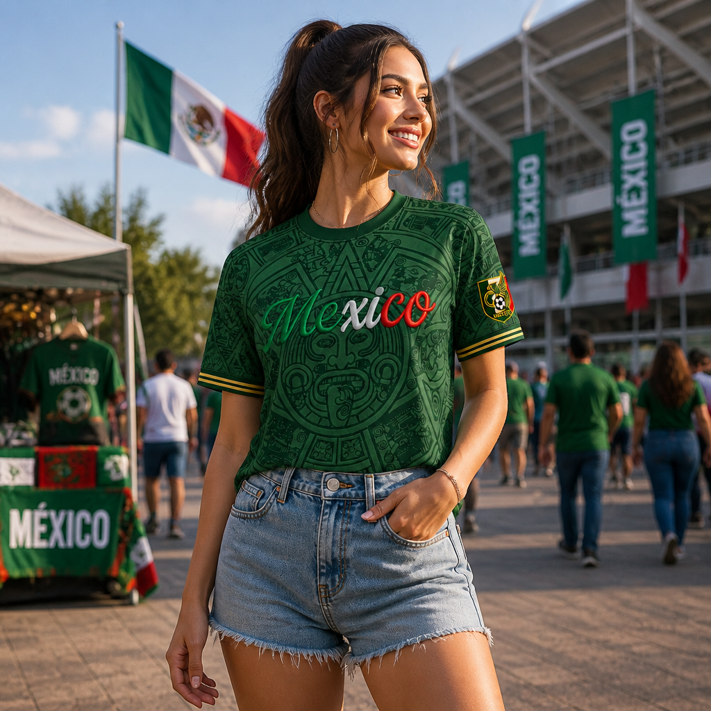 Mexico Football Lover T-Shirt - Women’s Green Printed Game Day Tee