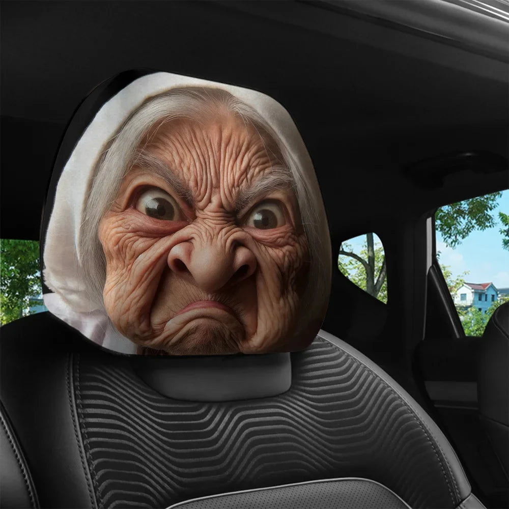 2 Pcs Old Lady Headrest Covers