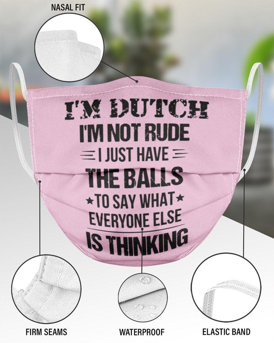 I'M NOT RUDE I'M DUTCH - 3 Layer Face Mask - Single - Classic Pink - aos-face-mask-3-layers-lifestyle-front-49