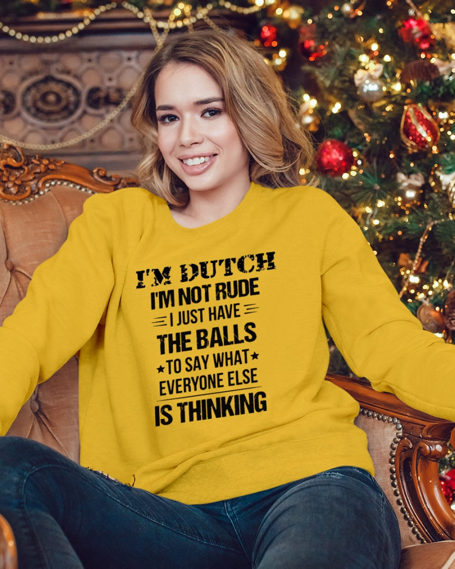 I'M NOT RUDE I'M DUTCH - Crewneck Sweatshirt - Gold - lifestyle-holiday-sweater-front-3