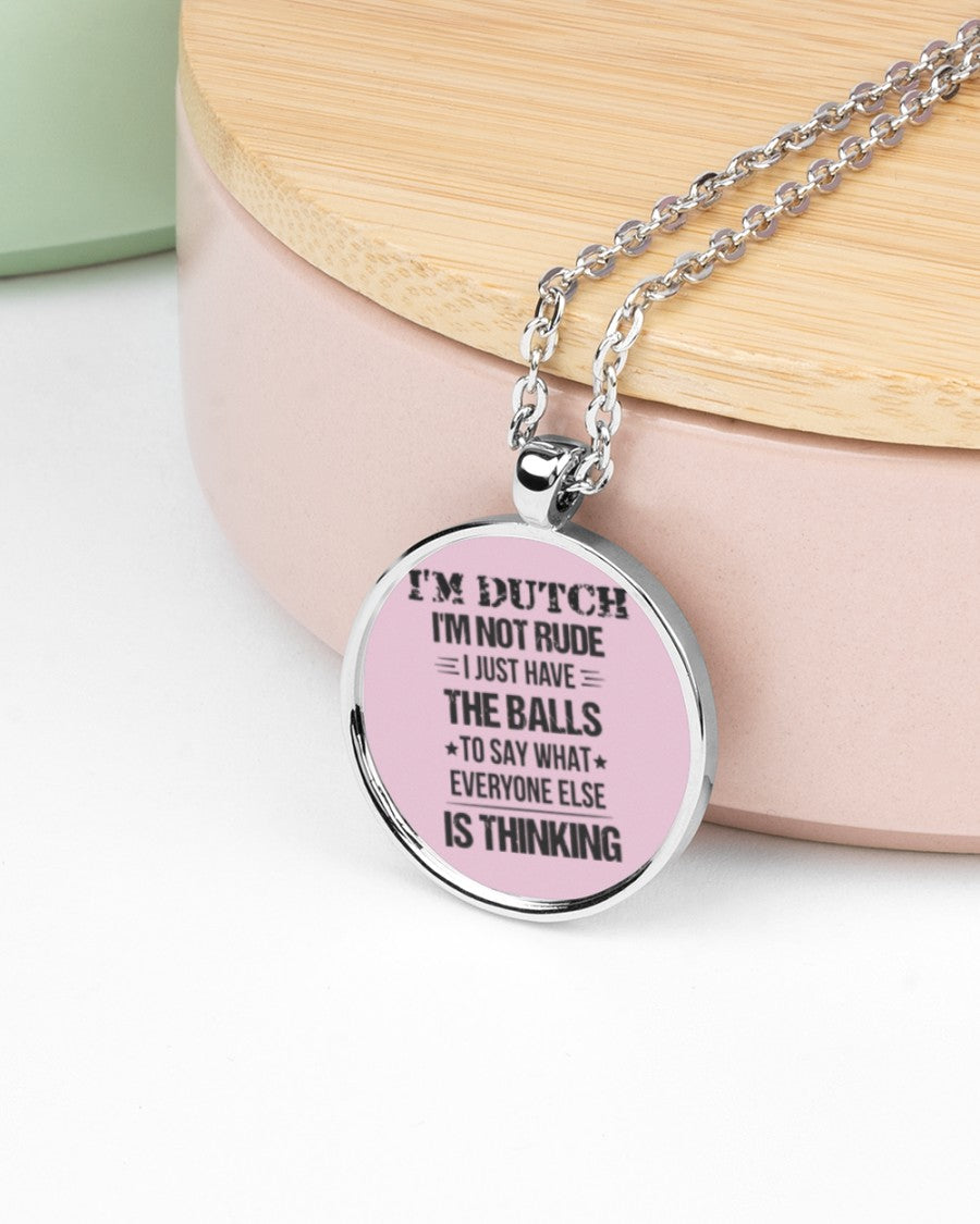 I'M NOT RUDE I'M DUTCH - Metallic Circle Necklace - Classic Pink - aos-necklace-circle-metallic-lifestyle-08