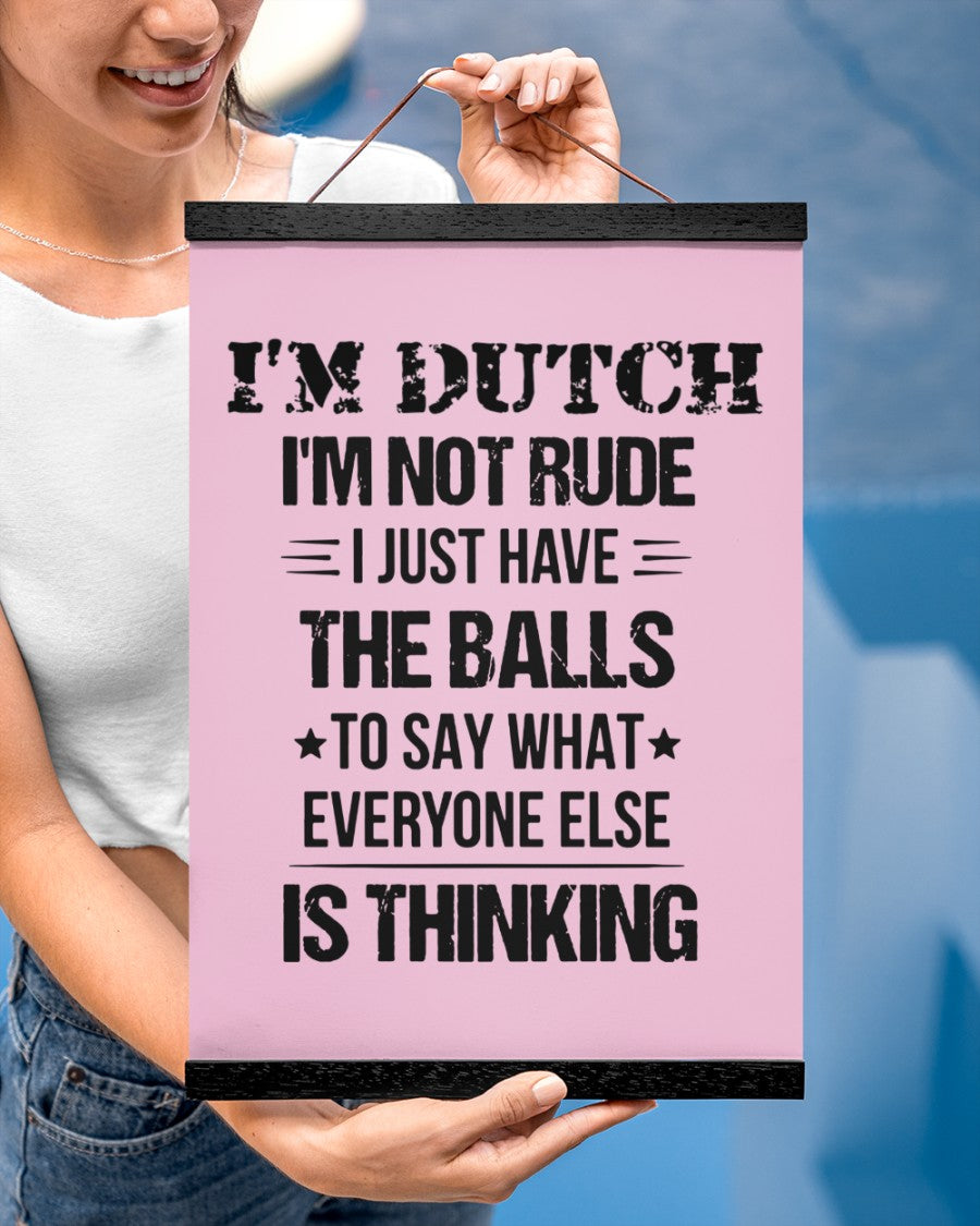 I'M NOT RUDE I'M DUTCH - 12x16 Black Hanging Canvas - Classic Pink - aos-hanging-canvas-12x16-lifestyle-front-29