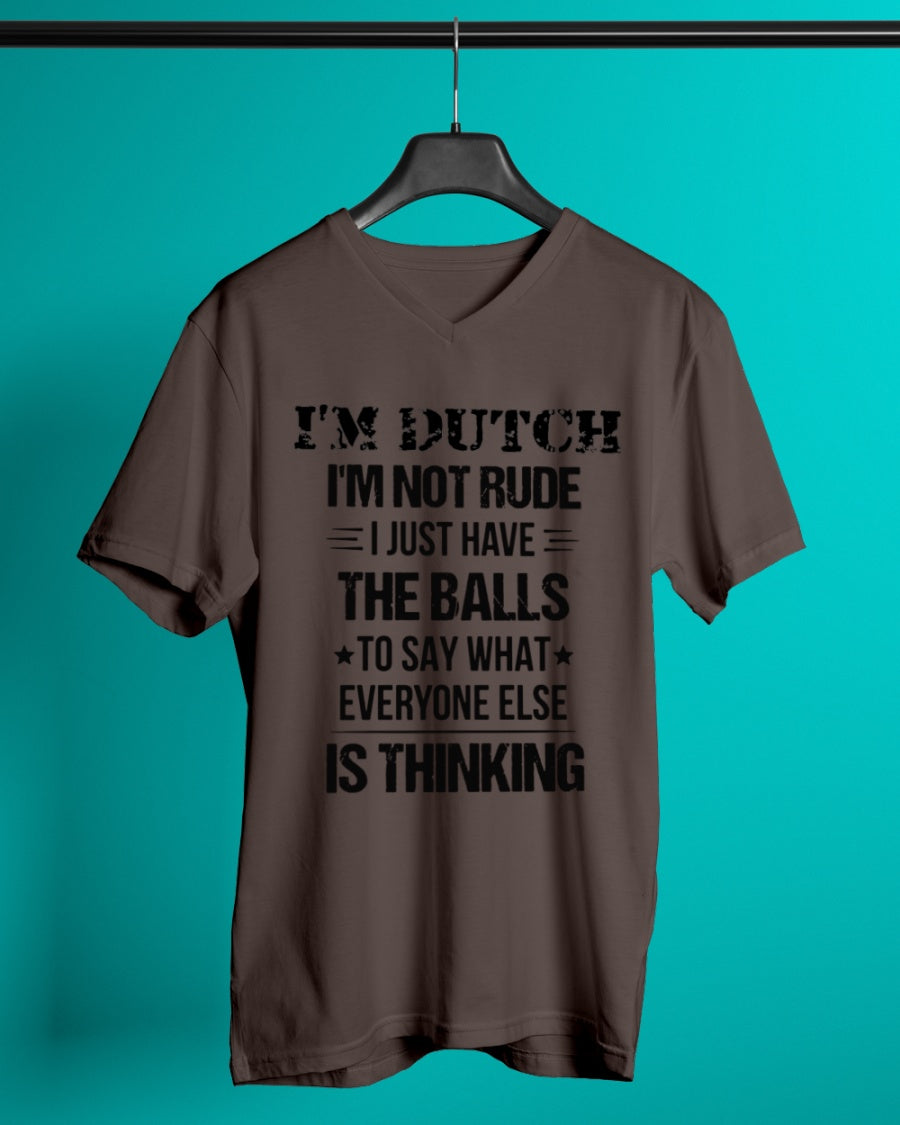 I'M NOT RUDE I'M DUTCH - V-Neck T-Shirt - Brown - lifestyle-mens-vneck-front-3
