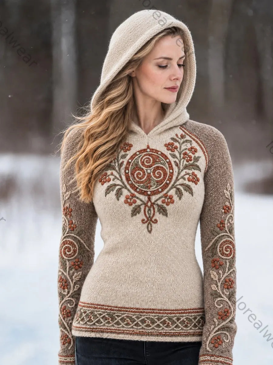 Women's Retro Viking Totem Art Hoodie
