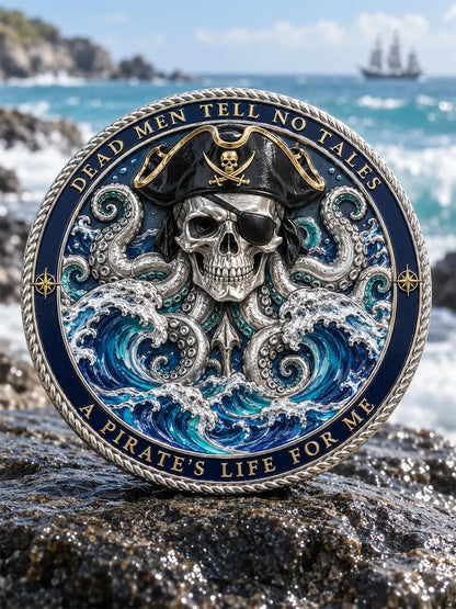 🏴‍☠️ Vintage 3D Pirate Skull Commemorative Medal