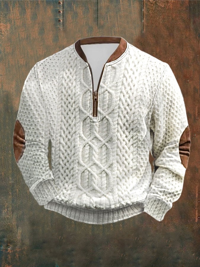Men's Western Retro Textured Printed Sweatshirt