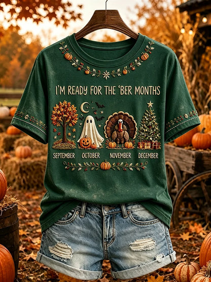 Women's I'm Ready For The 'ber Months Print Short-sleeved T-shirt