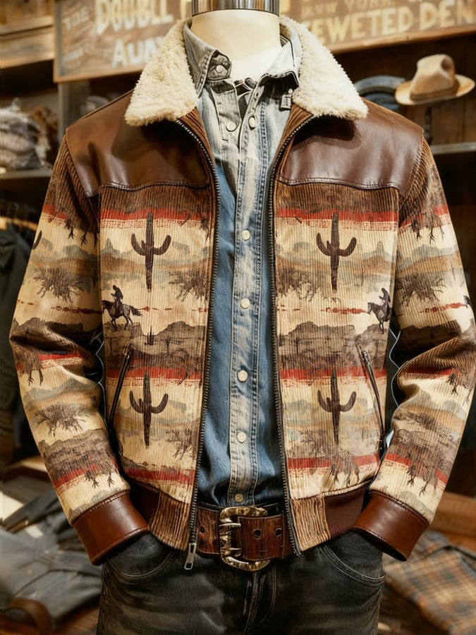Men's Retro Western Style Warm Jacket