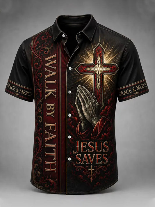Women's Christian JESUS SAVES Cross Short Sleeve T-shirt