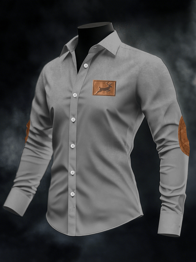 Men's Retro Elk Print Casual Shirt