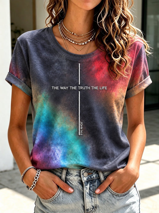 Women's Casual "Faith" Cross-Print T-Shirt