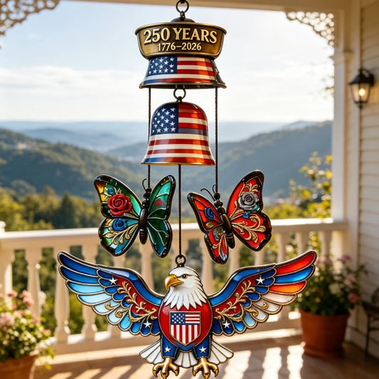 Rose & Patriotic Eagle 250th Anniversary Wind Chime