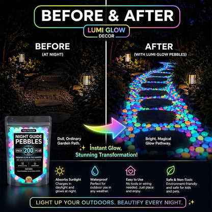Solar Glow In Dark Garden Stones Outdoor Decor Pebbles