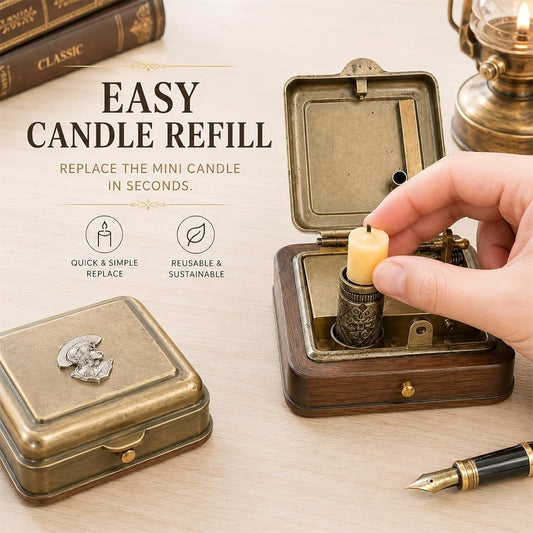 Vintage Mechanical Candle Box – Antique Brass Wind-Up Candle Holder