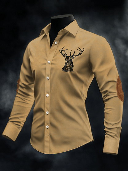 Men's Retro Elk Print Casual Shirt