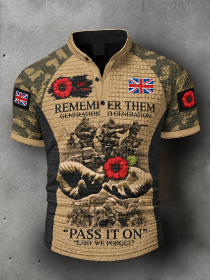 Men's Remembrance Day Lest We Forget Short-Sleeve Polo Shirt