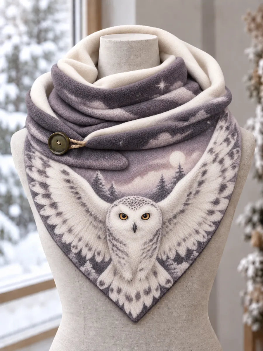 🦉❄️ Enchanted Snowy Owl Plush Triangle Scarf