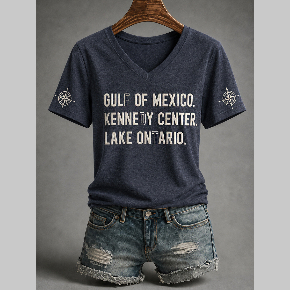 Women's Lake Ontario Always And Forever V-Neck Tee - Navy Blue