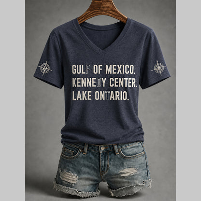 Women's Lake Ontario Always And Forever V-Neck Tee - Navy Blue
