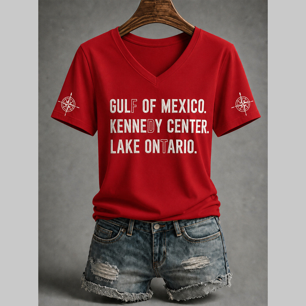 Women's Lake Ontario Always And Forever V-Neck Tee - Red