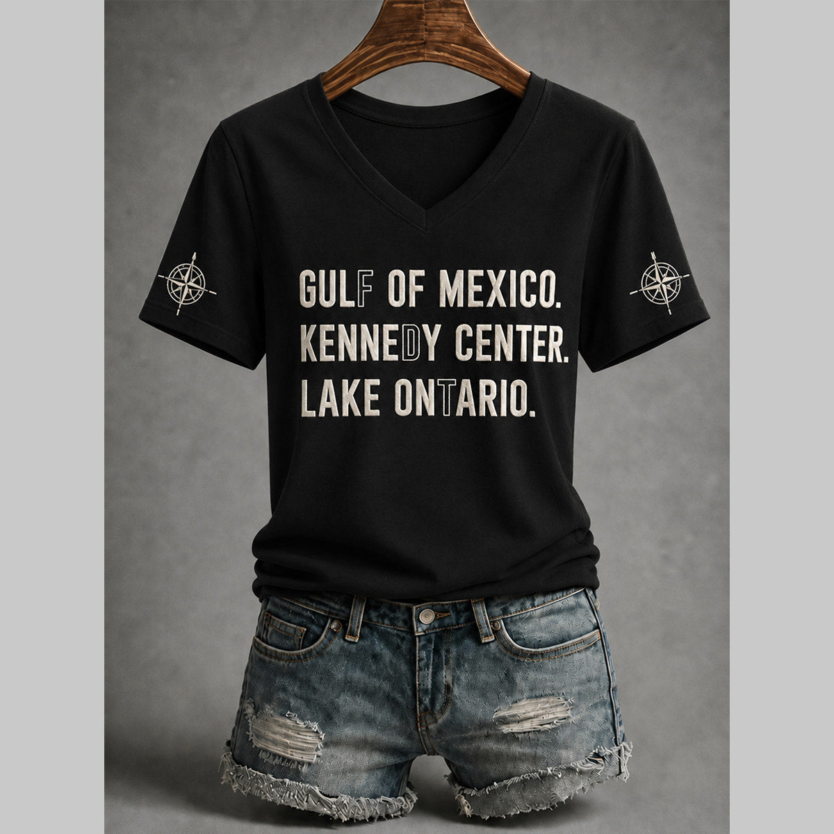 Women's Lake Ontario Always And Forever V-Neck Tee - Black