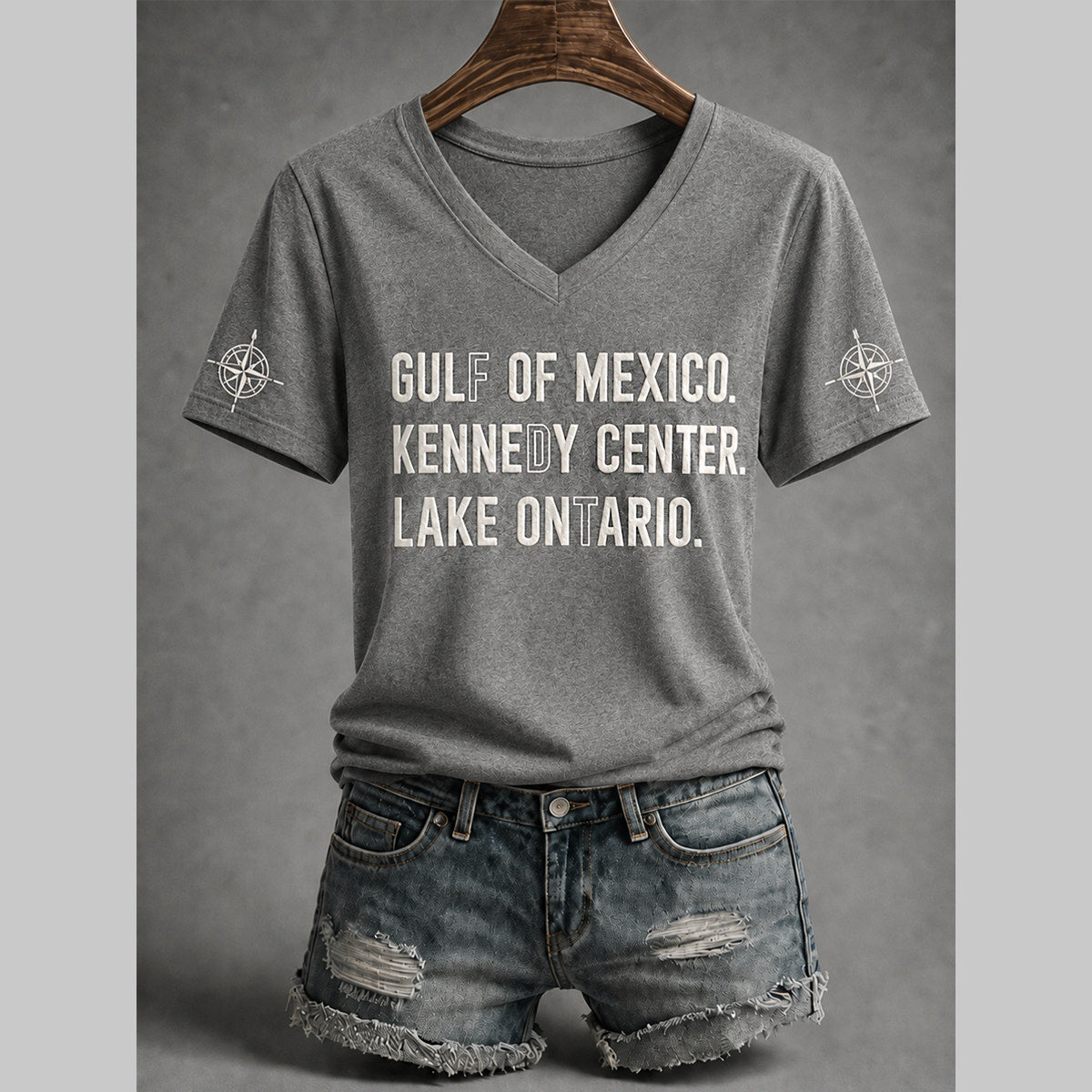 Women's Lake Ontario Always And Forever V-Neck Tee - Gray
