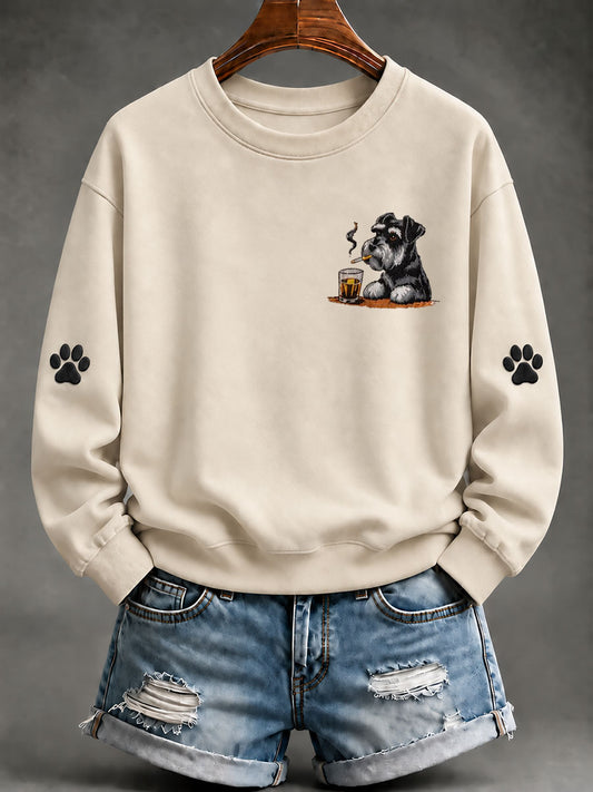 Women's Schnauzer Print Casual Sweatshirt