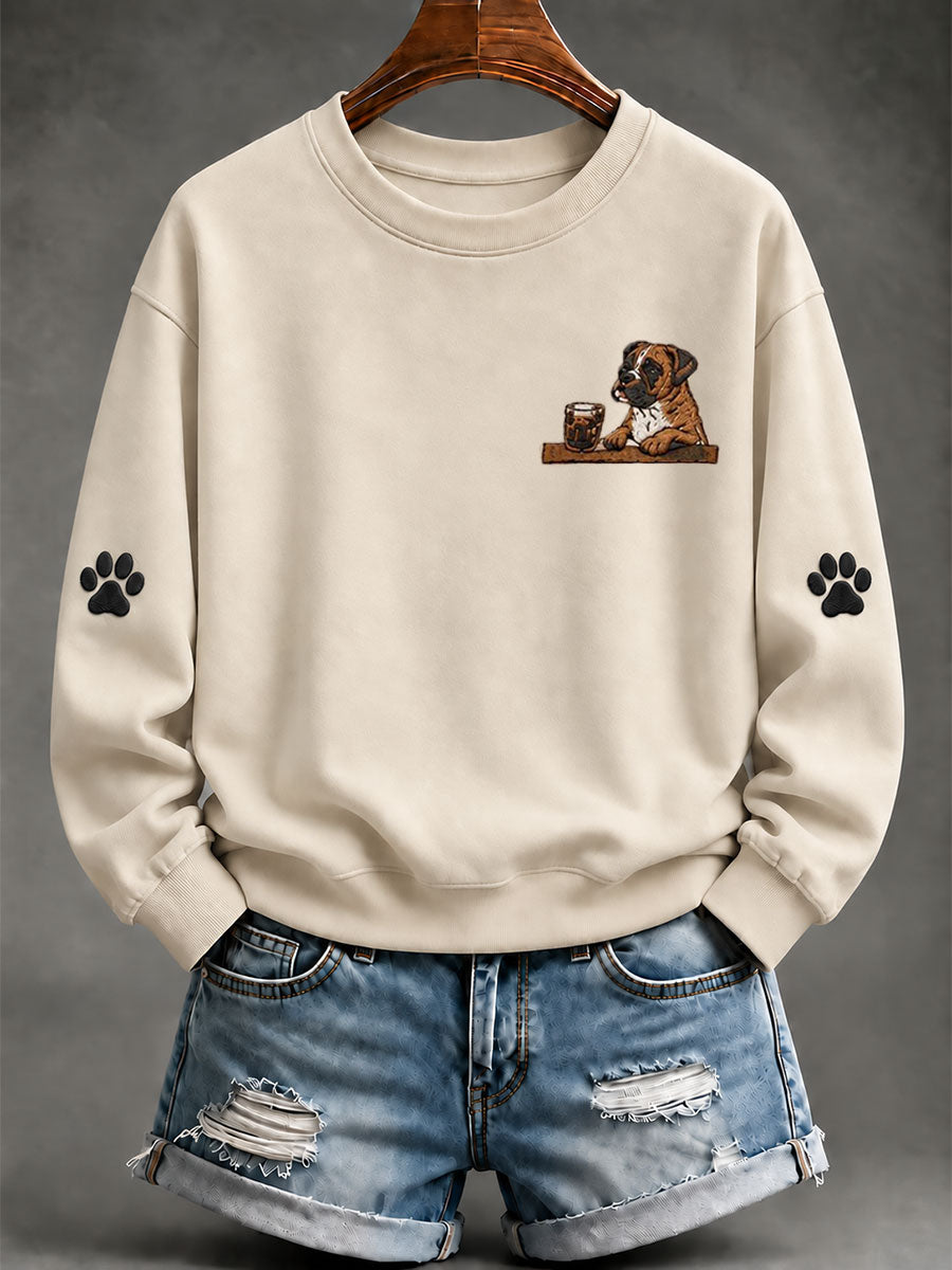 Women's Boxer Print Casual Sweatshirt