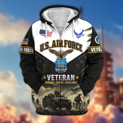 Premium US Veterans Zip Up Hoodie CPHN160912, Gifts For US Veterans, Gifts For Veterans Day.