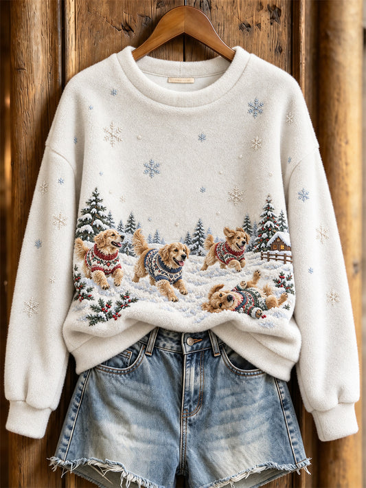 Women's Golden Retriever Dogs Pattern Causal Flannel Sweatshirt