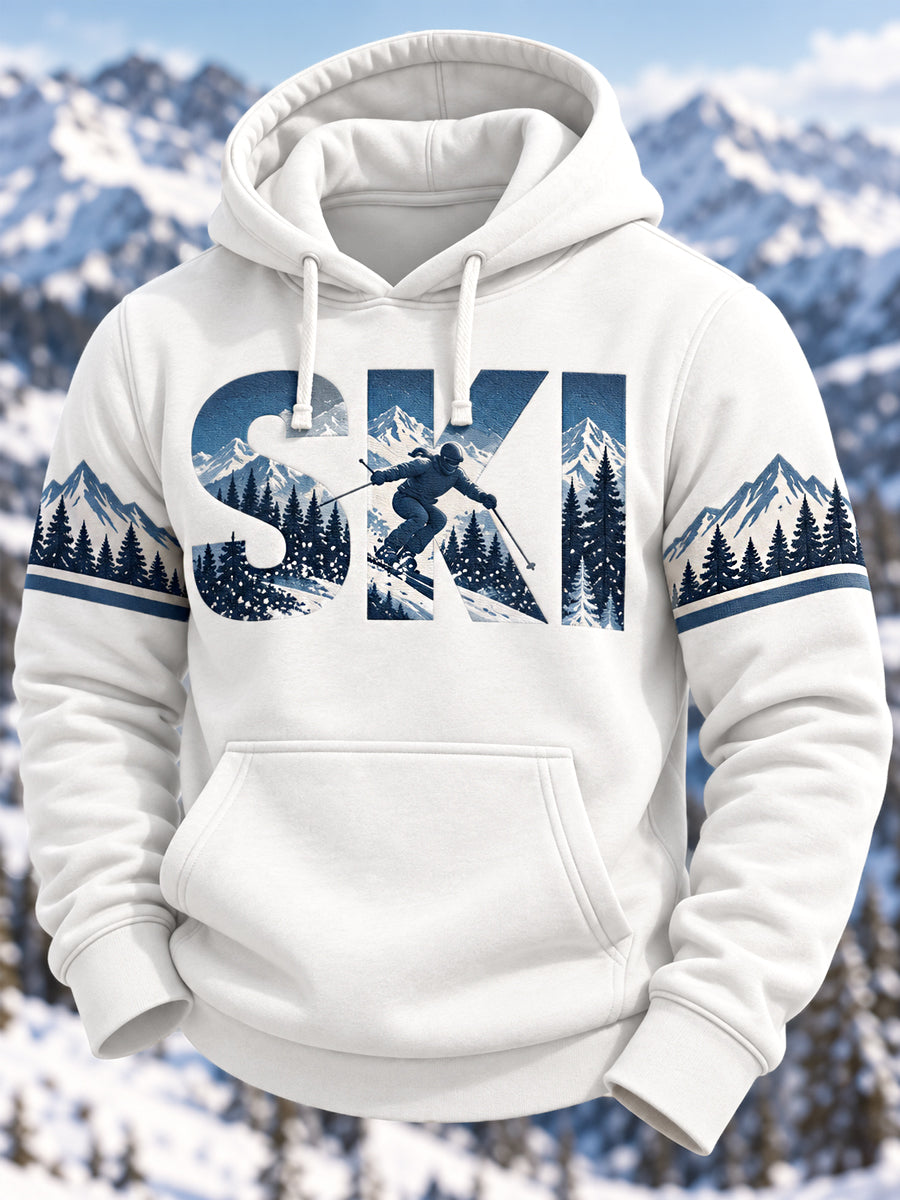 Men's Ski Lover Ready For Ski Season Casual Hoodie