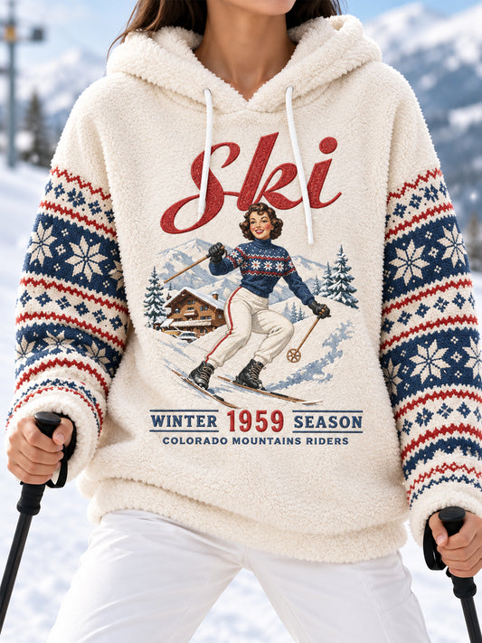 Women's Retro Ski Flannel Hoodie