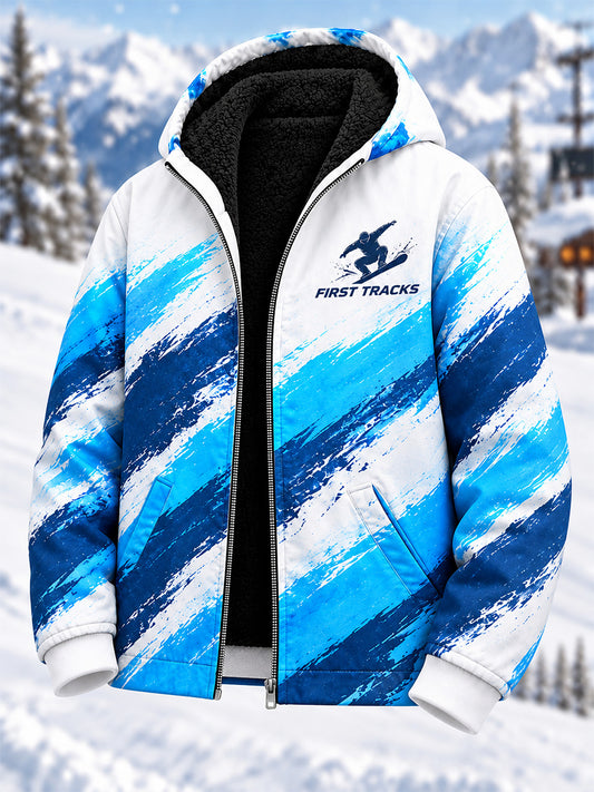 Men's Ski Lovers Ready for Ski Season Casual Composite Fleece Jacket