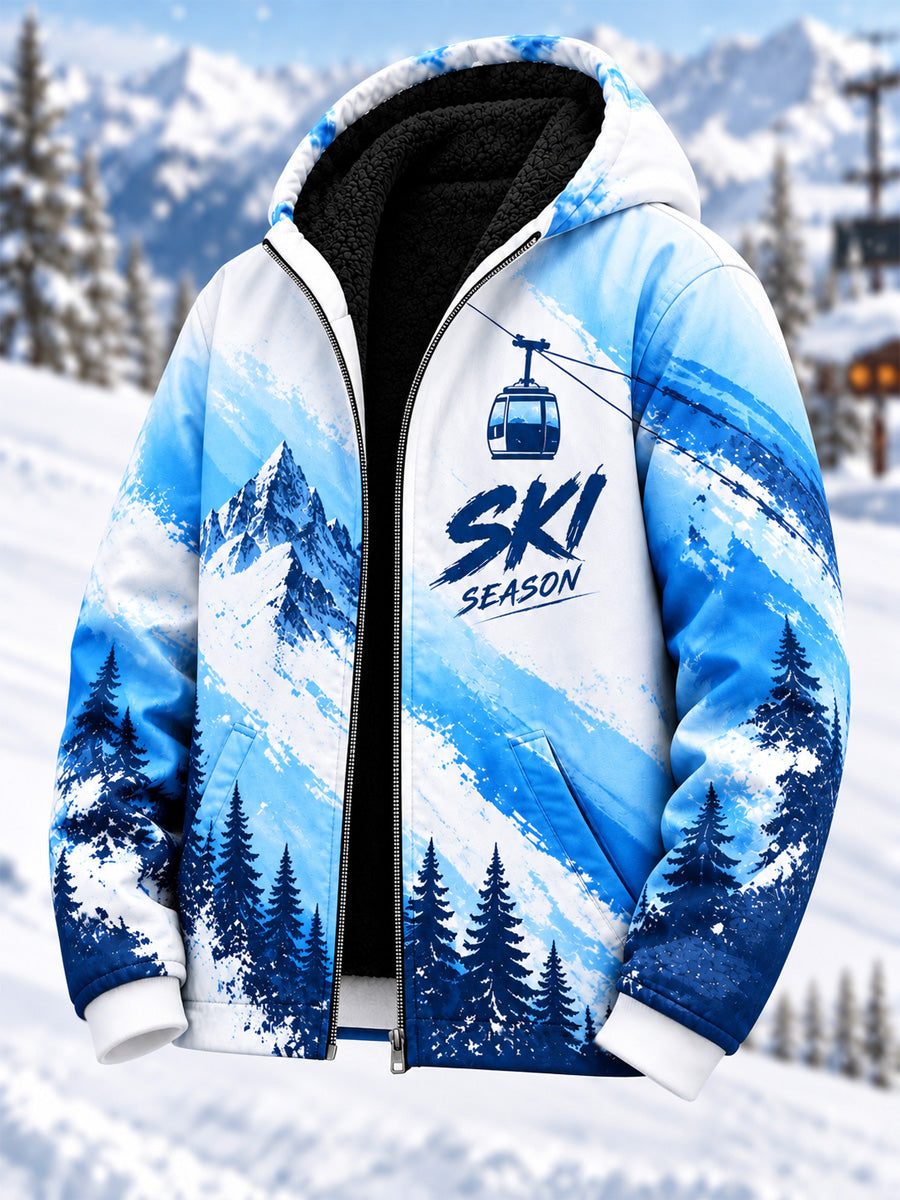 Men's Ski Lovers Ready for Ski Season Casual Composite Fleece Jacket