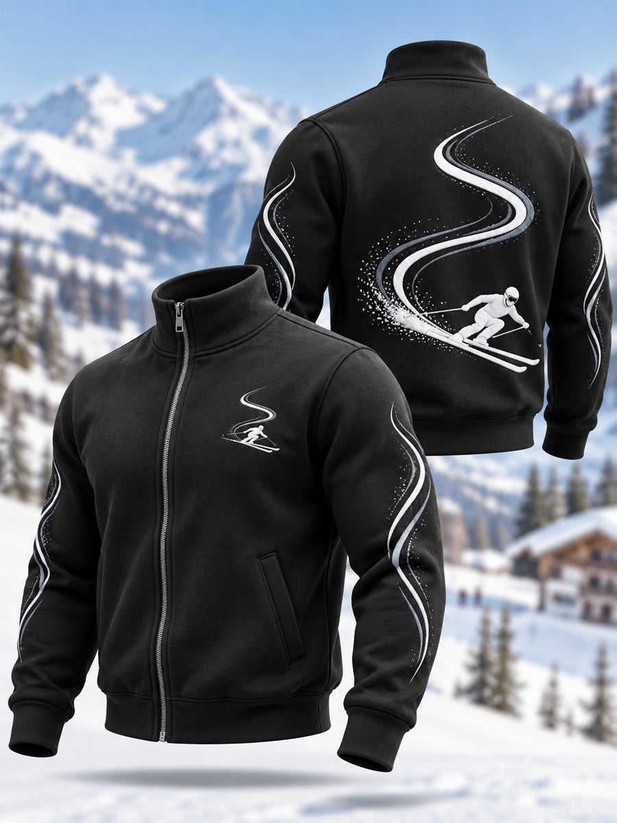 Men's Ski Lovers Ready For Ski Season Casual Zipper Sweatshirt