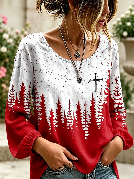 Women'sChristmas Faith Print Shirt
