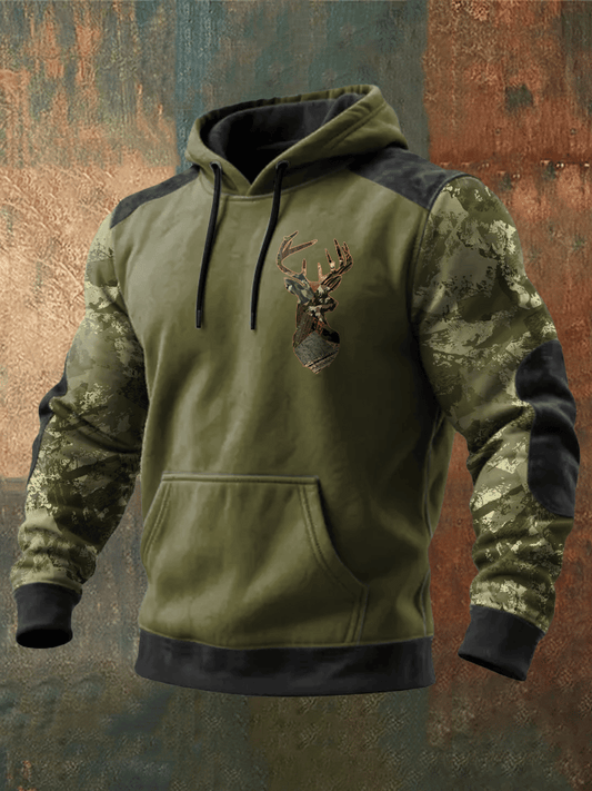 Men's Vintage Western Elk Print Hoodie