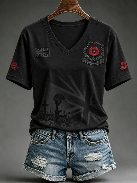 Women's Lest We Forget Print Short-sleeved T-shirt